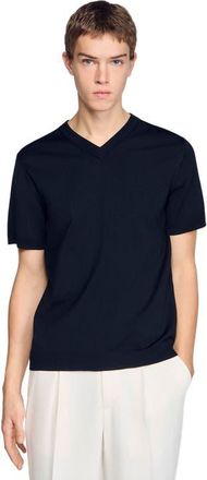 Sandro Short-sleeve V-neck polo shirt in Black at Nordstrom, Size Xx-Large