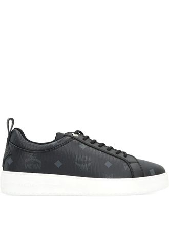 MCM Visetos-monogram padded sneakers - women - Canvas/Calf Leather/Fabric/Calf Leather/Rubber - 38 - Black