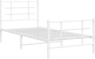 vidaXL Estructura Cama Sin Colch&oacute;n Con Estribo Metal Blanco 90x190 Cm Vidaxl