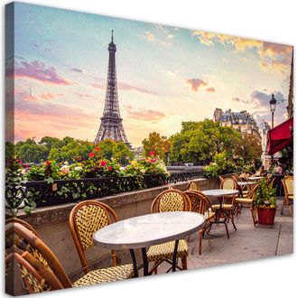 Feeby Cuadro Sobre Lienzo, Caf&eacute;s De Par&iacute;s Con Vistas A La Torre Eiffel, 100x70