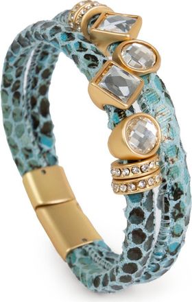 Saachi Crystal Faux Leather Bracelet in Light Blue at Nordstrom Rack
