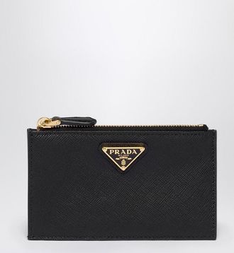 Prada Black Saffiano zipped card case