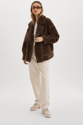 LaMarque Badu | Oversized Faux Shearling Jacket in Brown at Nordstrom, Size X-Large
