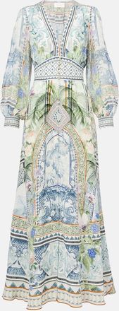 Camilla Abito lungo in crêpe di seta con stampa