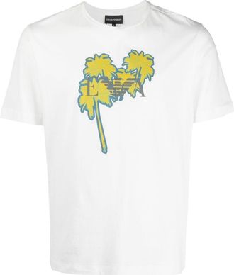 Emporio Armani logo-print detail T-shirt - men - Cotton - L - White