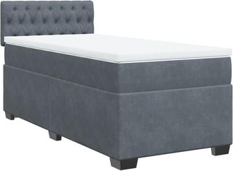 vidaXL Vidaxl - Cama Box Spring Con Colch&oacute;n Terciopelo Gris Oscuro 90x200 Cm