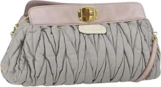 Miu Miu Pre-owned Leren Schoudertas - Dames - Vintage Clutch - Grijs - ONE Size - Leer - Vintage