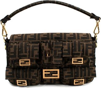 Fendi Monogram Canvas Multi-Pocket Baguette Bag