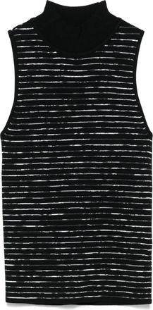 DKNY Top a coste in maglia - Nero