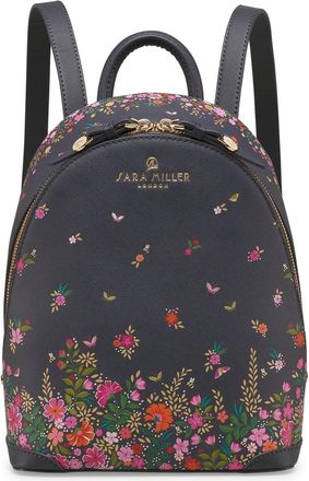 Sara Miller Mini Backpack for Women, Casual Daypack for Daily Use and Travel, Ditsy Floral Navy Blue