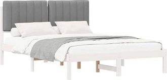 vidaXL Bed Frame with Upholstered Headboard Light Grey 140 x 190 cm vidaXL