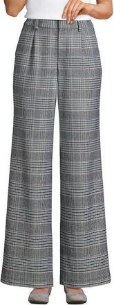 Lands End Brushed Flannel High Rise Pleated Wide Leg Pants in Pink Amethyst Glen Plaid at Nordstrom, Size 10