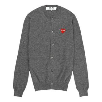 Comme Des Gar&ccedil;ons (WMNS) COMME des GARCONS PLAY FW25 Red Heart Emblem Cardigan Grey AX-N007-051-3