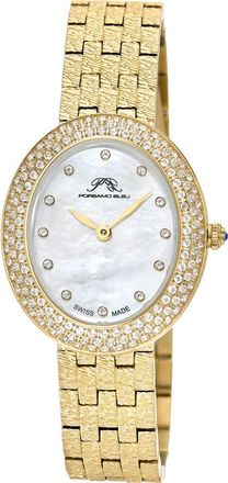 Porsamo Bleu Womens Porsamo Bleu Angelica Oval MOP Dial Topaz Stainless Steel Watch in Gold/White at Nordstrom Rack
