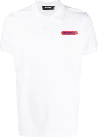 Dsquared2 Polo Shirt met Logo Print - Heren - Polos - Wit - 2XL - Katoen - Tops