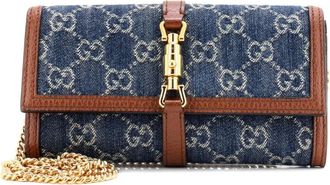 Gucci Jackie 1961 Continental Chain Wallet GG Denim clutch bag - Blauw