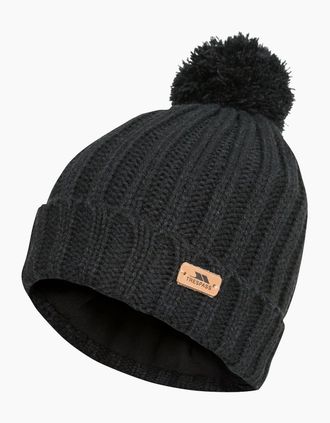 Trespass Mens Trespass Adults Thorns Fleece Lined Bobble Hat - Black - Size: ONE size