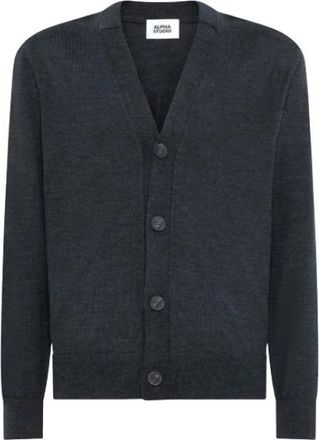 Alpha Studio Cardigan van Merinowol - Heren - Vesten - Zwart - M - Wol - Truien & Vesten