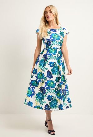 Wallis Ottoman Fit & Flare Midaxi Dress in Ivory at Nordstrom, Size 10