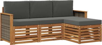 vidaXL Conjunto De Sof&aacute;s De Exterior 4 Uds. Natural Y Antracita Vidaxl