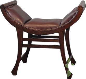 OEM Banco De Teca Y Cuero Para Pasillo Y Dormitorio De Estilo Colonial