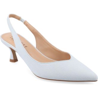 Journee Collection Mikoa Snake Embossed Slingback Pump in Denim at Nordstrom Rack, Size 8.5