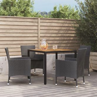 vidaXL Set De Muebles Jard&iacute;n 5 Pzas Con Cojines Rat&aacute;n Sint&eacute;tico Negro Vidaxl