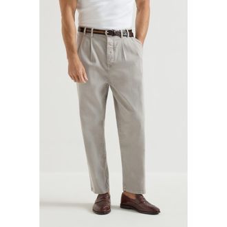Brunello Cucinelli Lightweight denim trousers in Mud at Nordstrom, Size 62 It