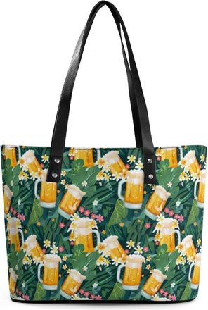 Generic Leaf Beer Tote Bags for Women Cute Shoulder Purses Handbags