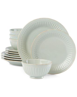 Lenox French Perle Groove 12Pc Plate & Bowl Dinnerware Set