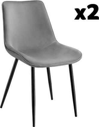 TecTake 2 sillas de comedor acolchadas, aterciopeladas 48 x 59 x 82,5 cm gris