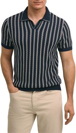 Brooks Brothers Vertical Mini Stripe Johny Collar Polo in Vertical Stripe Navy at Nordstrom, Size X-Large