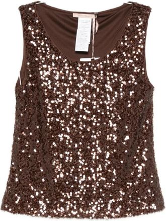 Pennyblack Bruine T-shirts en Polos - Dames - Tops zonder mouwen - Bruin - M - Tops