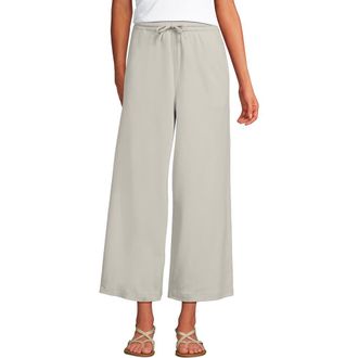 Lands End Sport Knit Pull On Drawstring Wide Leg Crop Pants in Light Stone at Nordstrom, Size X-Small Short
