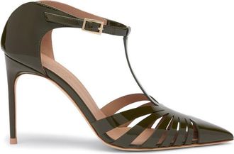 Malone Souliers Jennifer 90 Patent Heeled Mules - Khaki - 38 (IT38 / UK5)