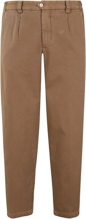 BRIGLIA 1949 Chinos, male, Brown, S, Flat Belly Trousers in Twill Cotton