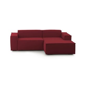 Dmora Sof&aacute; Fijo Dlorenz, Sof&aacute; Modular 2 Plazas Pen&iacute;nsula Derecha, 100% Made In Italy, Sof&aacute; Moderno En Tela, Cm 220x170h70, Rojo - Dmora