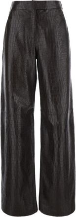 Federica Tosi Leren broek met krokodillenprint en zakken - Dames - Leren Broeken - Bruin - S - Leer - Broeken