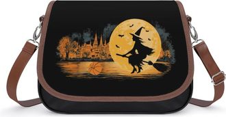 Generic Flying Witch City Moon Basketball Small Womens Crossbody Bags Shoulder Handbag with Adjustable Strap for Travel