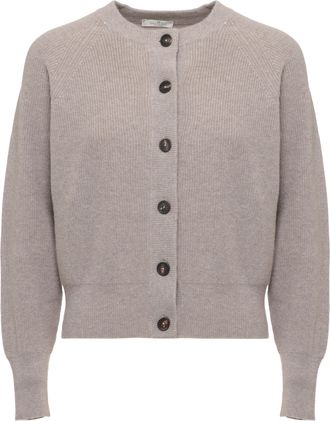 PANICALE Beige Lurex Micro Paillettes Cashmere Cardigan