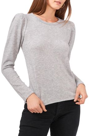 1.State Top Womens Silver Heather Long Sleeve Crew Neck Pullover JZZ300