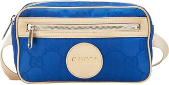 Gucci Beige Blue Nylon Leather Sling Bag (Pre-Owned)