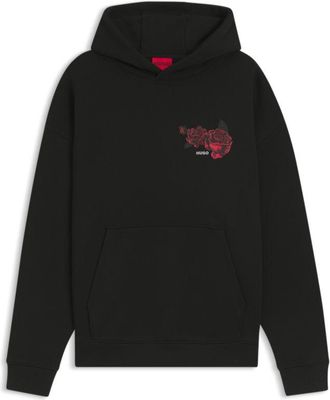 HUGO BOSS Rose-artwork hoodie in cotton terry