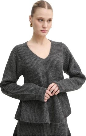 By Malene Birger V-hals Breiwerk - Dames - V-hals truien - Grijs - XS - Wol - Truien & Vesten