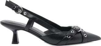 Stuart Weitzman Super Moto Slingback 50 Pump - Dames - Pumps - Zwart - 38 EU - Leer - Schoenen