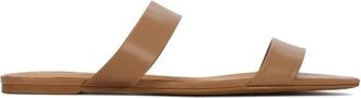 Kazar Minimalistische Slide met Dubbele Band - Dames - Sandalen - Bruin - 39 EU - Leer - Schoenen
