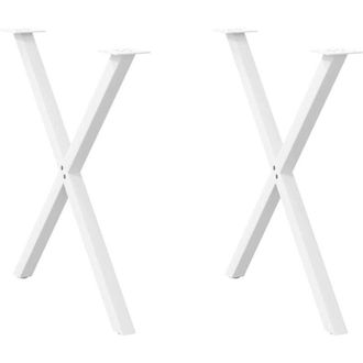 vidaXL Patas Para Mesa De Comedor En Forma De X (2 Unidades), Color Blanco, 70 X (72-73) Cm, Acero Vidaxl