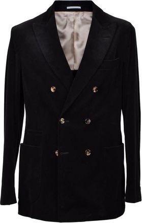 Brunello Cucinelli Jet Black Corduroy Double-Breasted Suit, Brand Size 46 (US Size 36)