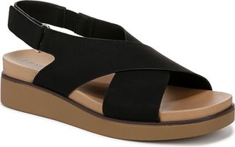 Life Stride Georgina Slingback Platform Wedge Sandal in Black at Nordstrom, Size 9.5