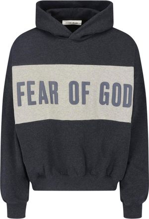 Fear of God Dark Grey Cotton Contrast Logo Hoodie